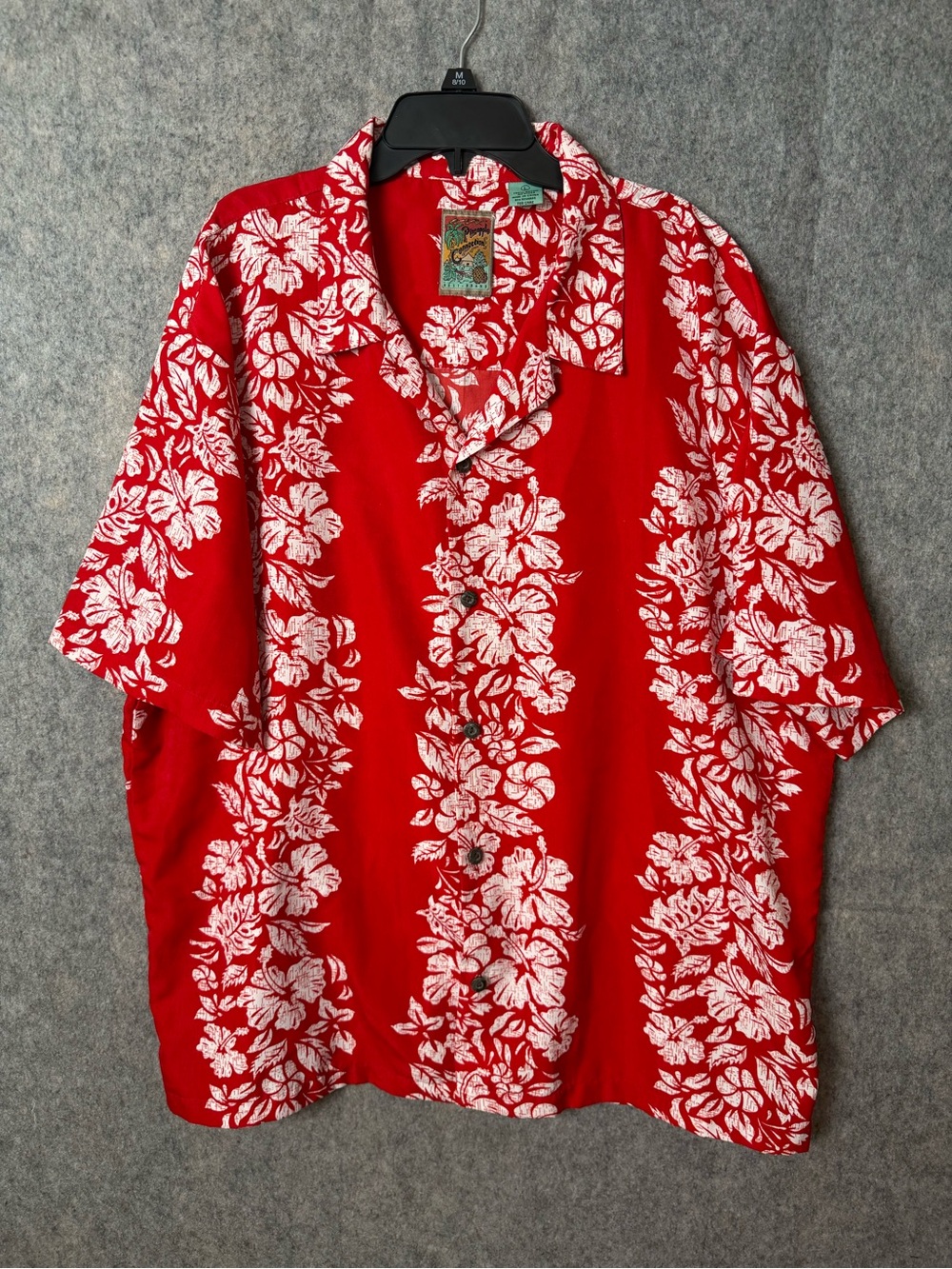 Pineapple Connection Mens Large Hawaiian Red Button Down Shirt